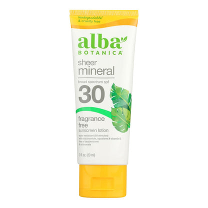 Alba Botanica Mineral Sunscreen SPF 30, Face & Body, 3 oz