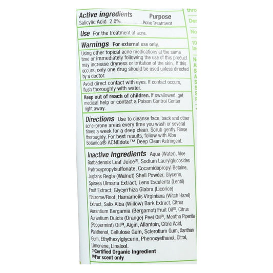 Alba Botanica Acnedote Face & Body Scrub - 8 Fl Oz