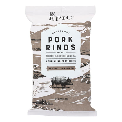 Epic Sea Salt & Pepper Pork Rinds, Case of 12, 2.5 Oz Each
