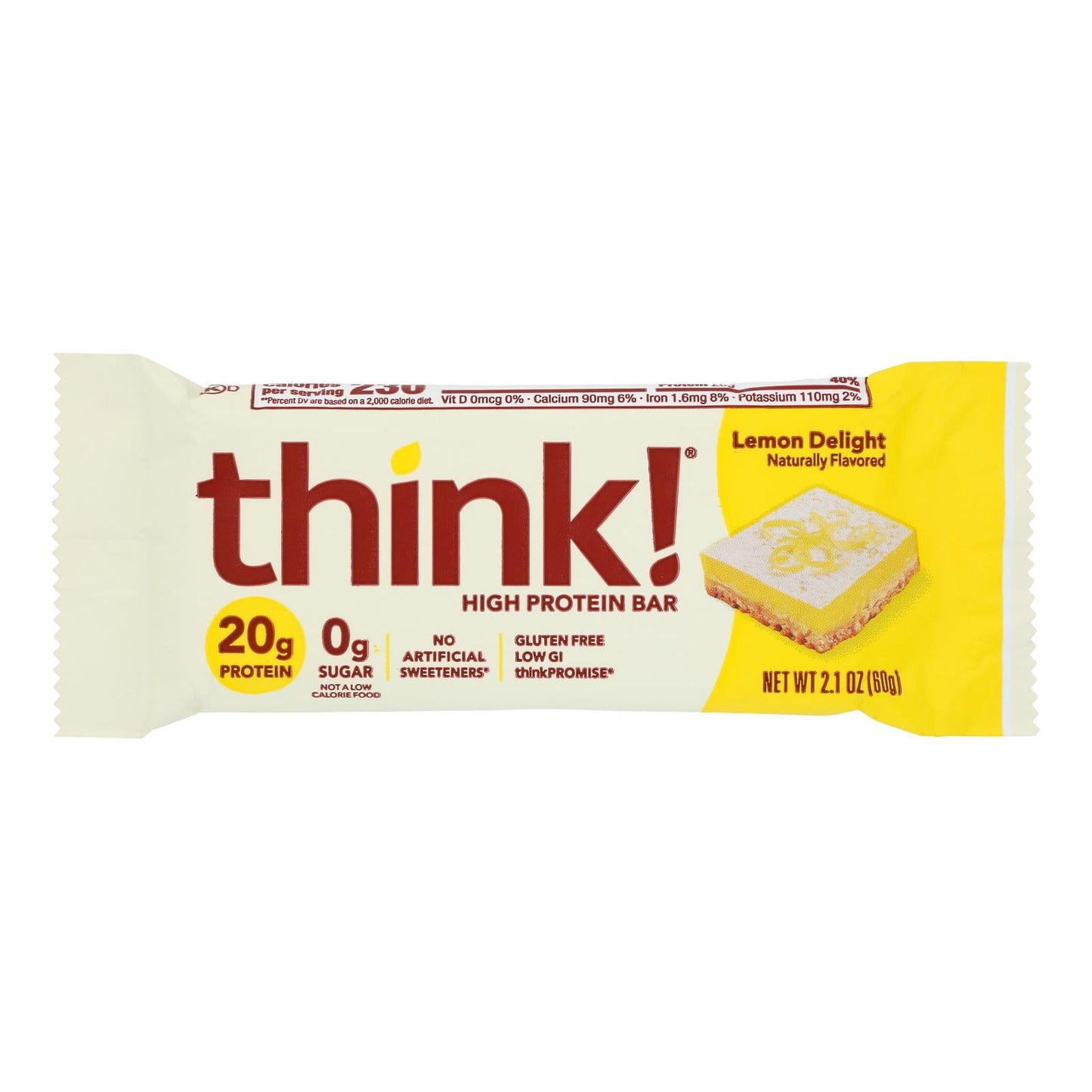Think High Protein Lemon Bar Case - 10 Pack, 2.1 Oz Each