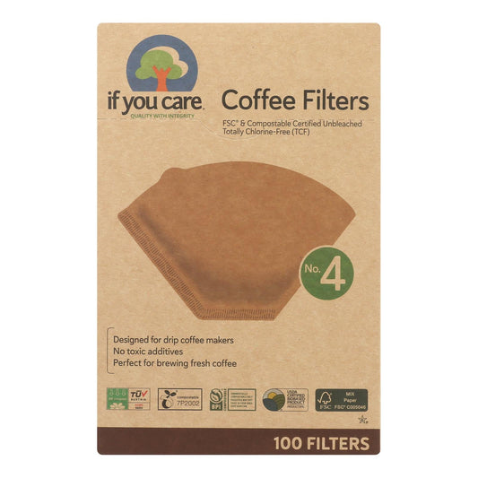 If You Care Cone Coffee Filters #4, Brown, 12-Pack, 100 Ct