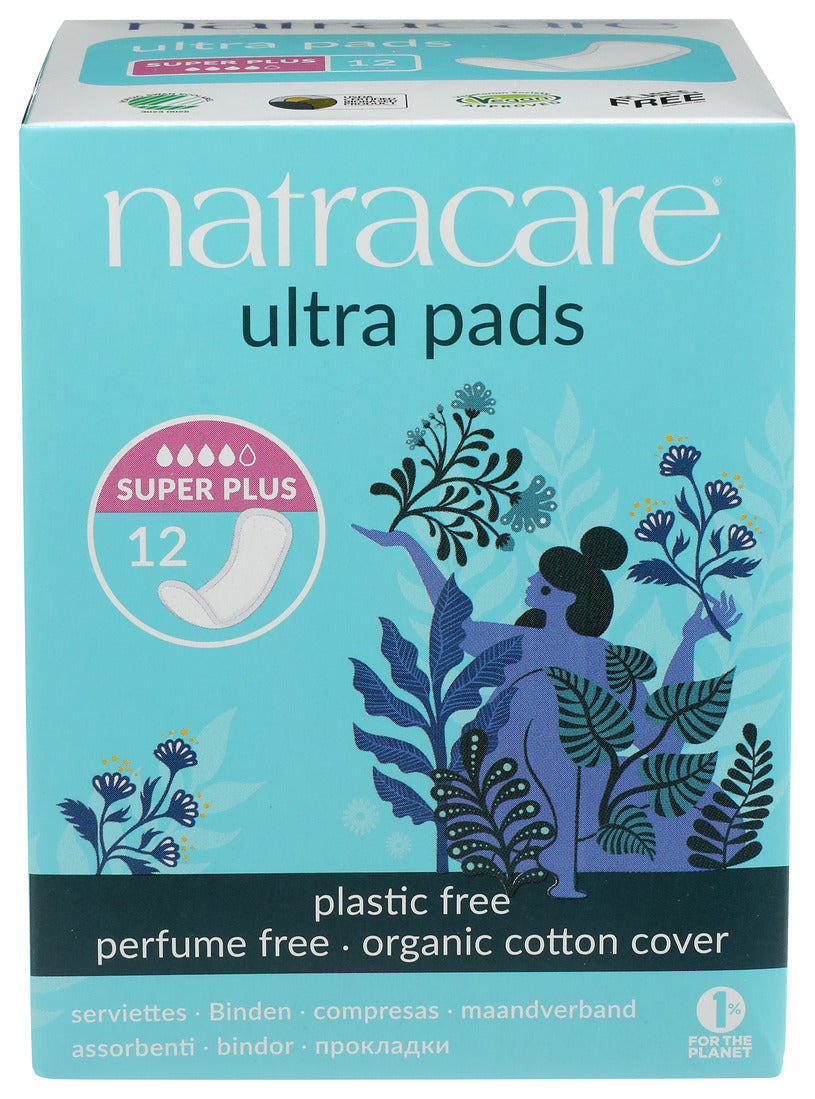 Natracare Ultra Pads Super Plus, Organic Cotton, 12 Pack