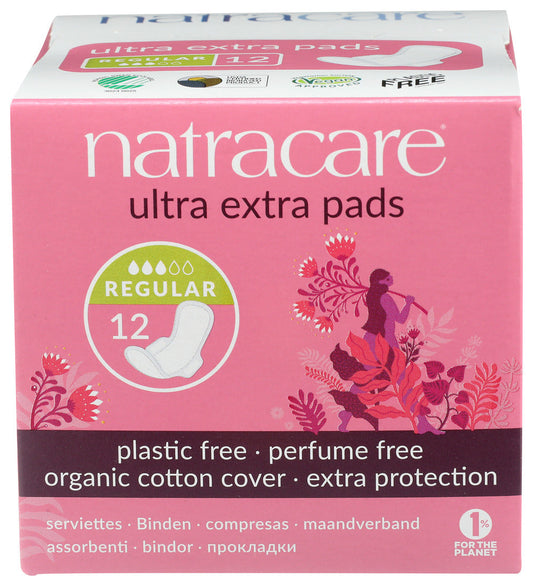 Natracare Ultra Extra Pads w/wings - Normal -  12 Count