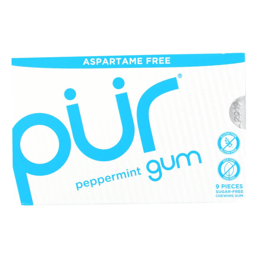 Pur Gum Peppermint - Aspartame Free, 9pcs, Case of 12