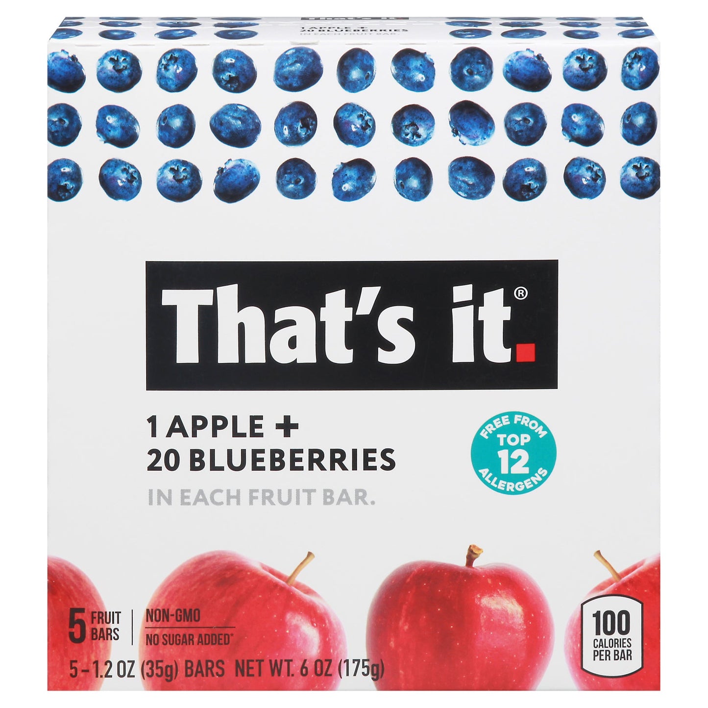 That's It Apple & Blueberry Fruit Bar, 12-Pack, 1.2 oz