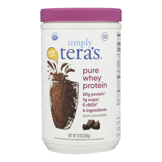 Tera's Whey Protein - Rbgh Free - Fair Trade Dark Chocolate - 12 Oz