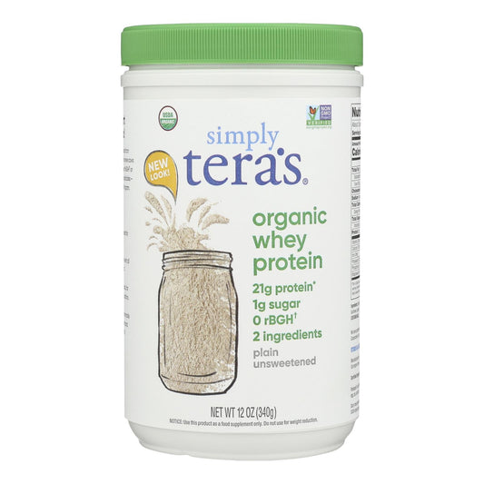Teras Whey Protein Powder - Whey - Organic - Plain Unsweetened - 12 Oz