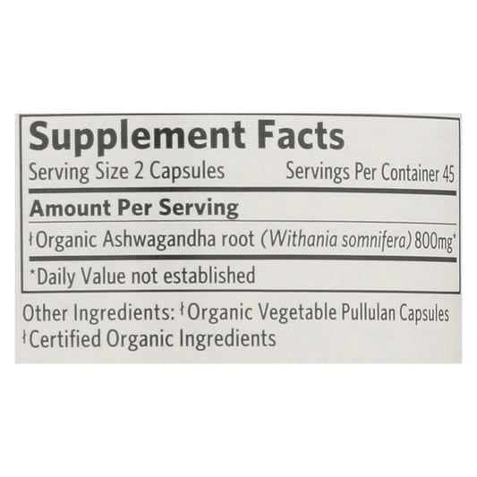 Organic India Ashwagandha Supplements - 90 Vcaps