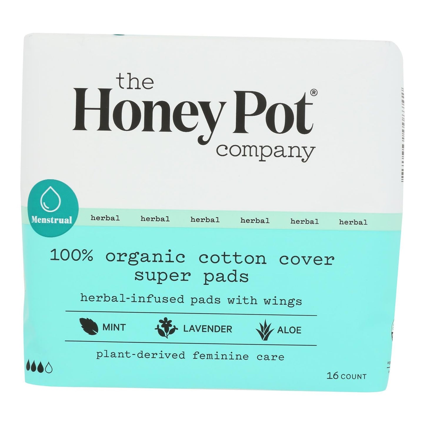 The Honey Pot - Menstrl Pads Super Herbal - EA of 1-16 CT