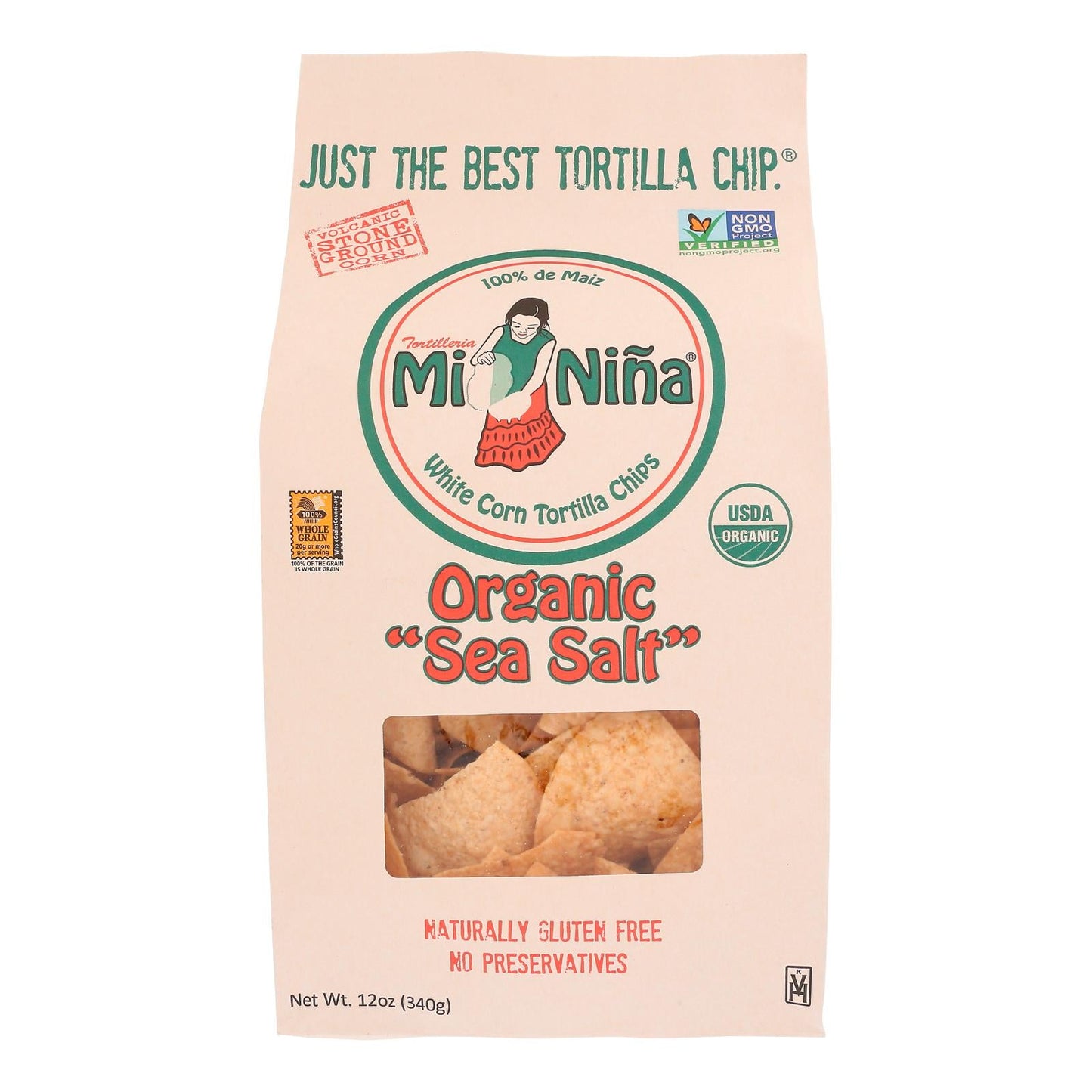Mi Nina White Corn Tortilla Chips Sea Salt - 9 Pack 12 OZ