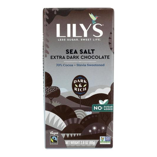Lily's Dark Chocolate Sea Salt Bars, 70% Cocoa, Case of 12