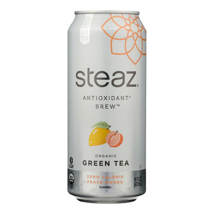Steaz Peach Mango Zero Cal Green Tea, 12 Pack, 16 Fl oz
