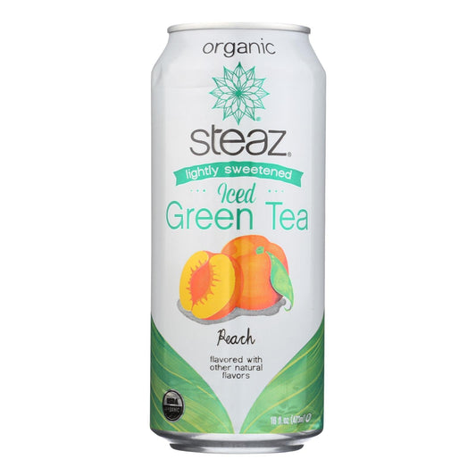 Steaz Peach Green Tea, Lightly Sweetened, 12 Pack, 16 Fl oz