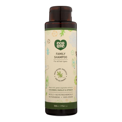 Ecolove Green Veggie Shampoo - All Hair Types, 17.6 Fl Oz