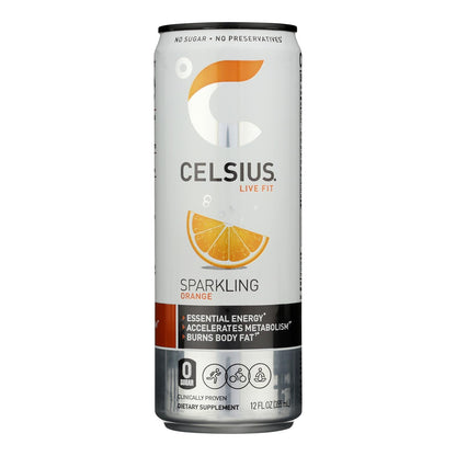 Celsius Sparkling Orange Supplement - 12 Pack, 12 oz Each