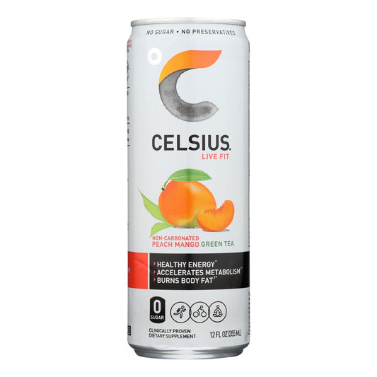 Celsius Peach Mango Green Tea - 12 Pack, 12 oz Each