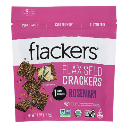 Organic Rosemary Flax Seed Crackers - 5oz, Case of 6