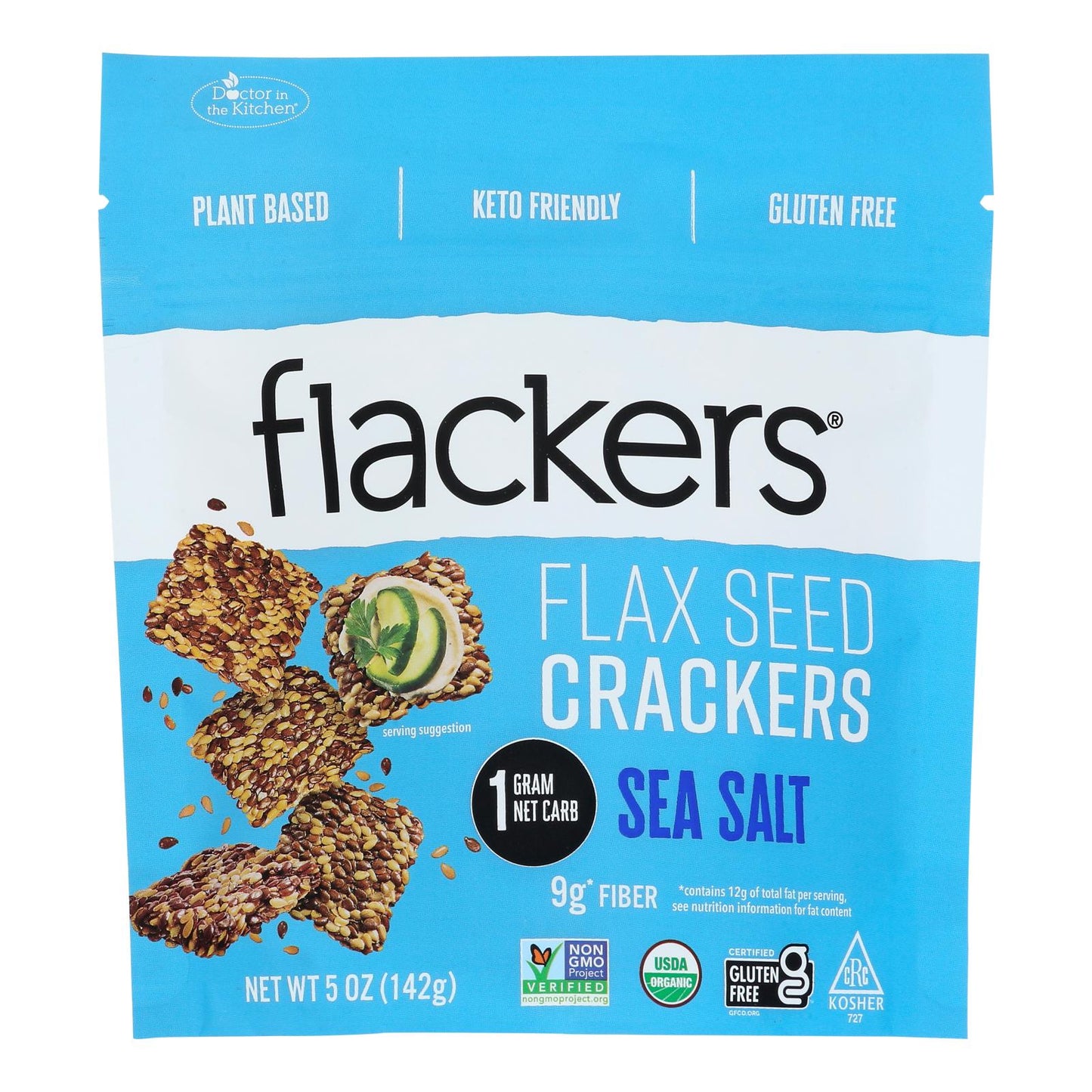 Organic Sea Salt Flax Seed Crackers - 6 Pack, 5 Oz