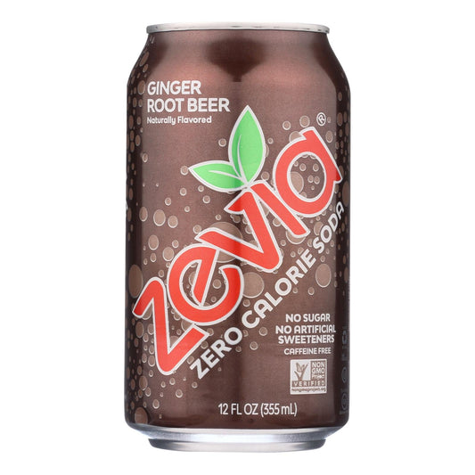 Zevia Zero Calorie Ginger Root Beer, 24-Pack Cans