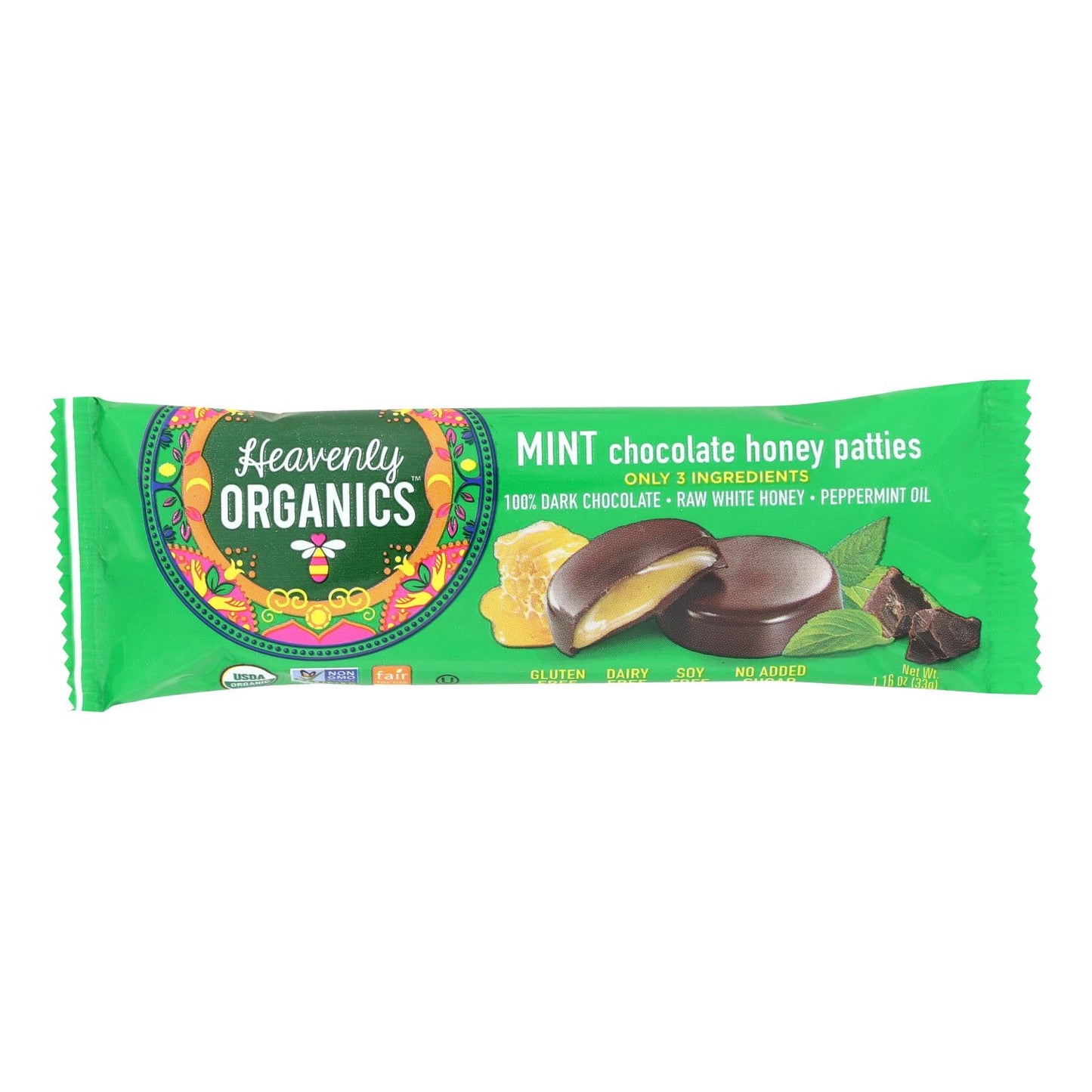 Heavenly Organics Chocolate Mint Honey Patties - 16 Pack