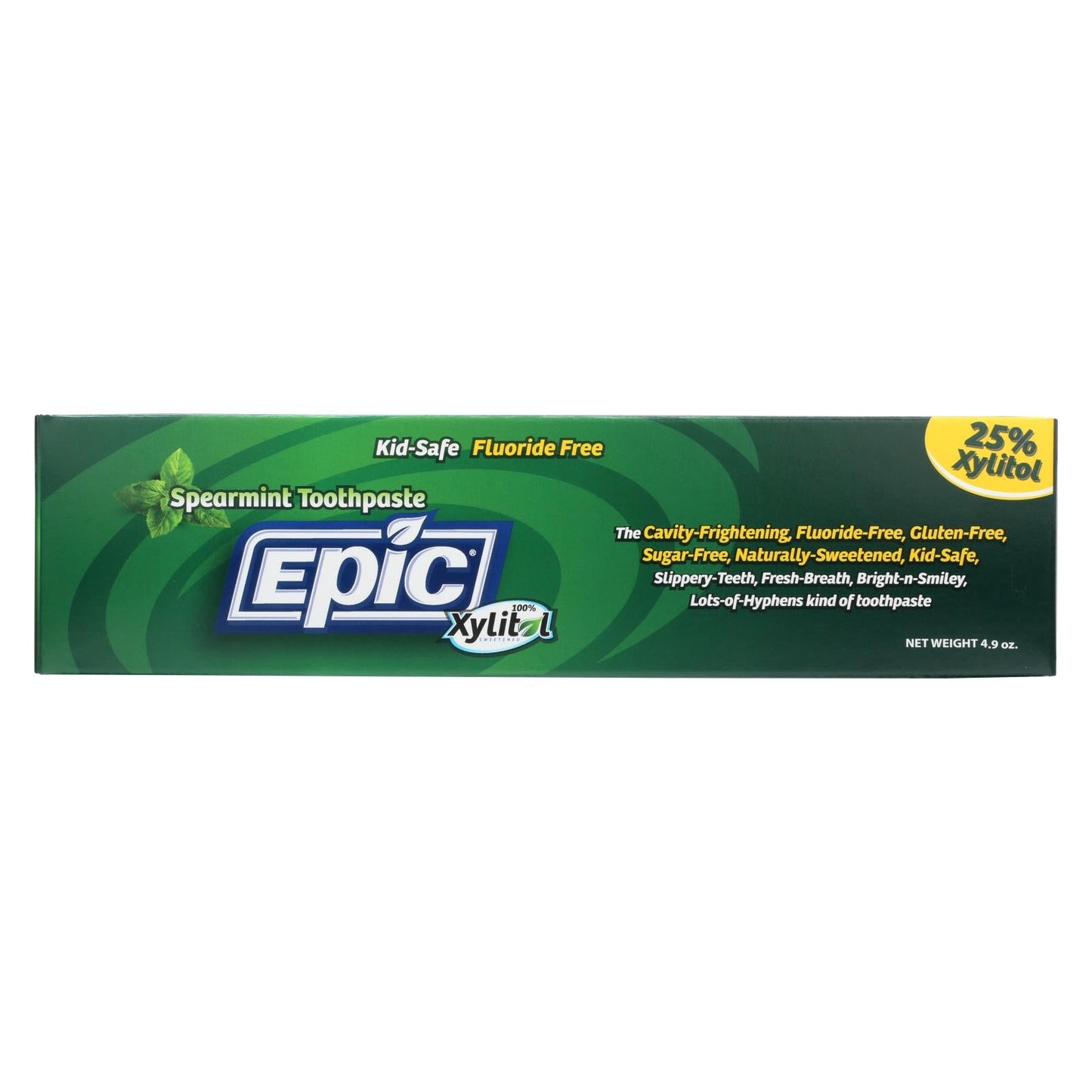 Epic Dental Spearmint Xylitol Toothpaste, Fluoride-Free 4.9 oz