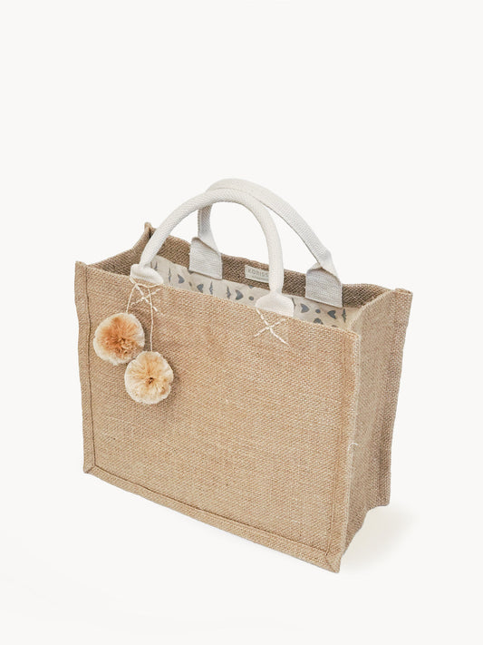 KORISSA Jute Canvas Gift Bag With Pompom