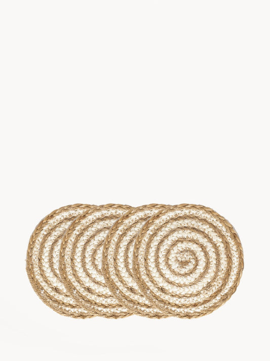 KORISSA Kata Spiral Coaster Trivet - Natural (Set of 4)