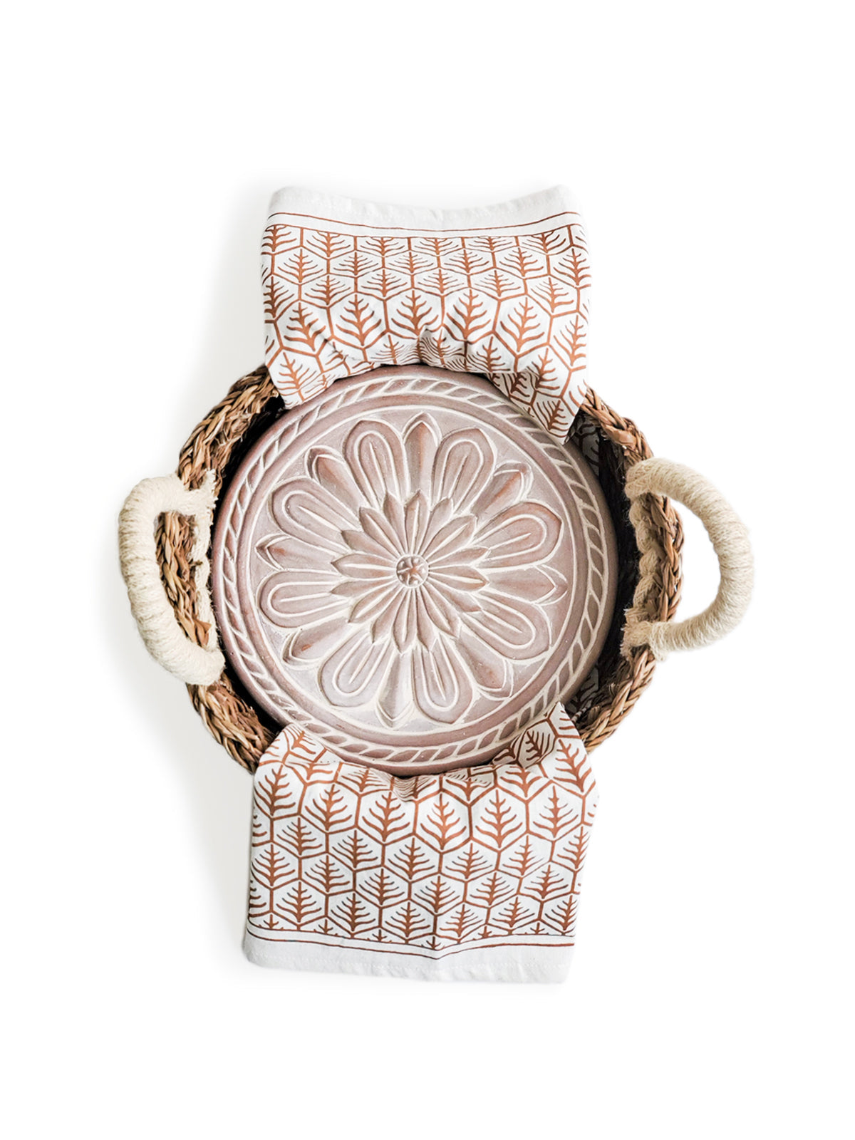 KORISSA Bread Warmer & Basket Gift Set with Tea Towel - Vintage Flower