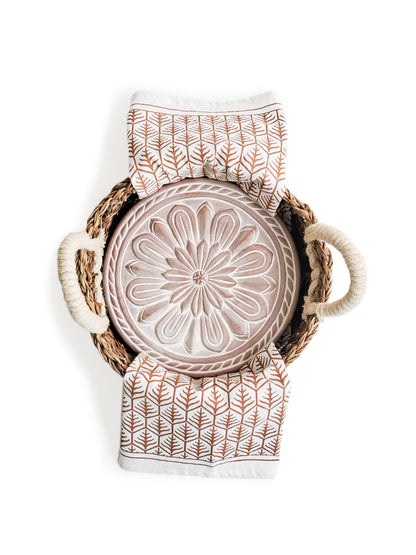 KORISSA Bread Warmer & Basket Gift Set with Tea Towel - Vintage Flower