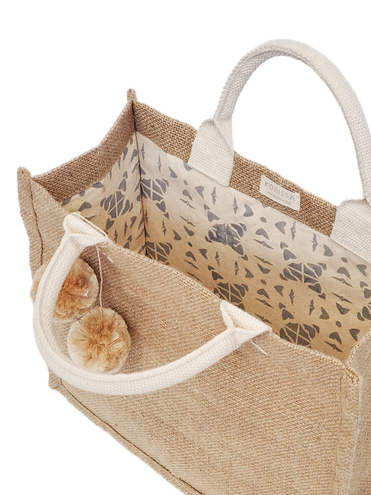 KORISSA Jute Canvas Gift Bag With Pompom