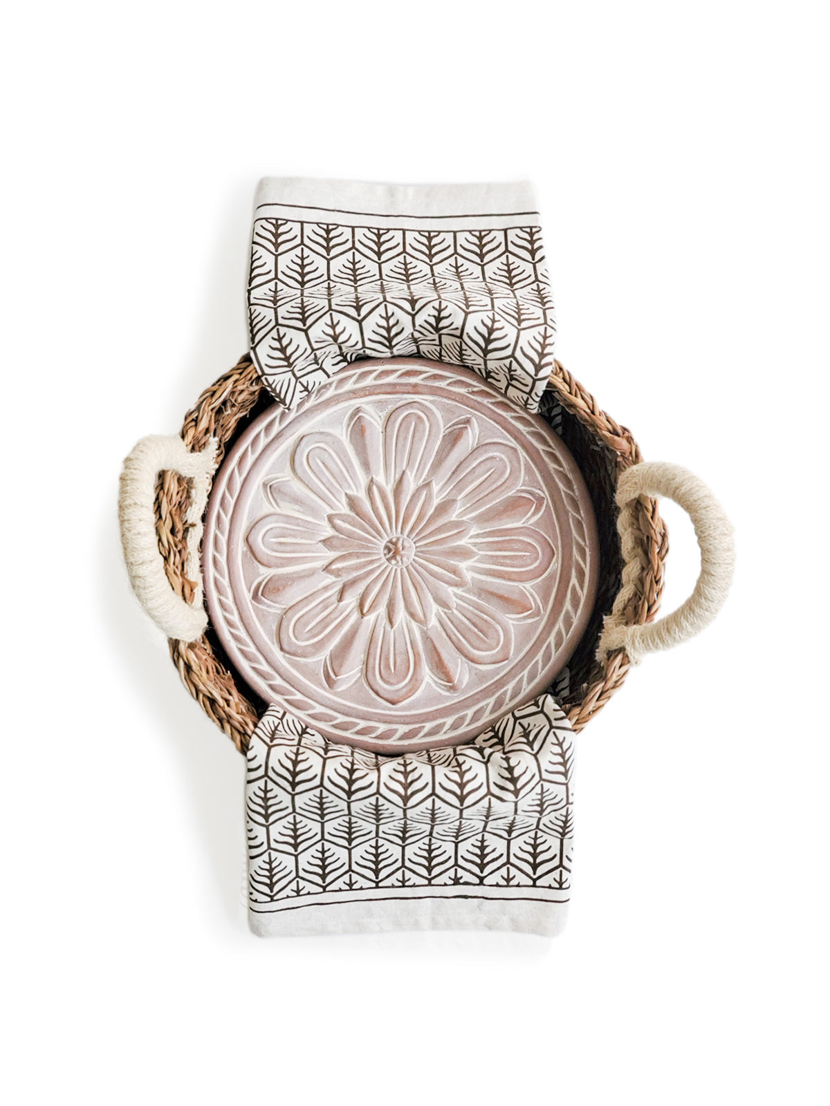 KORISSA Bread Warmer & Basket Gift Set with Tea Towel - Vintage Flower