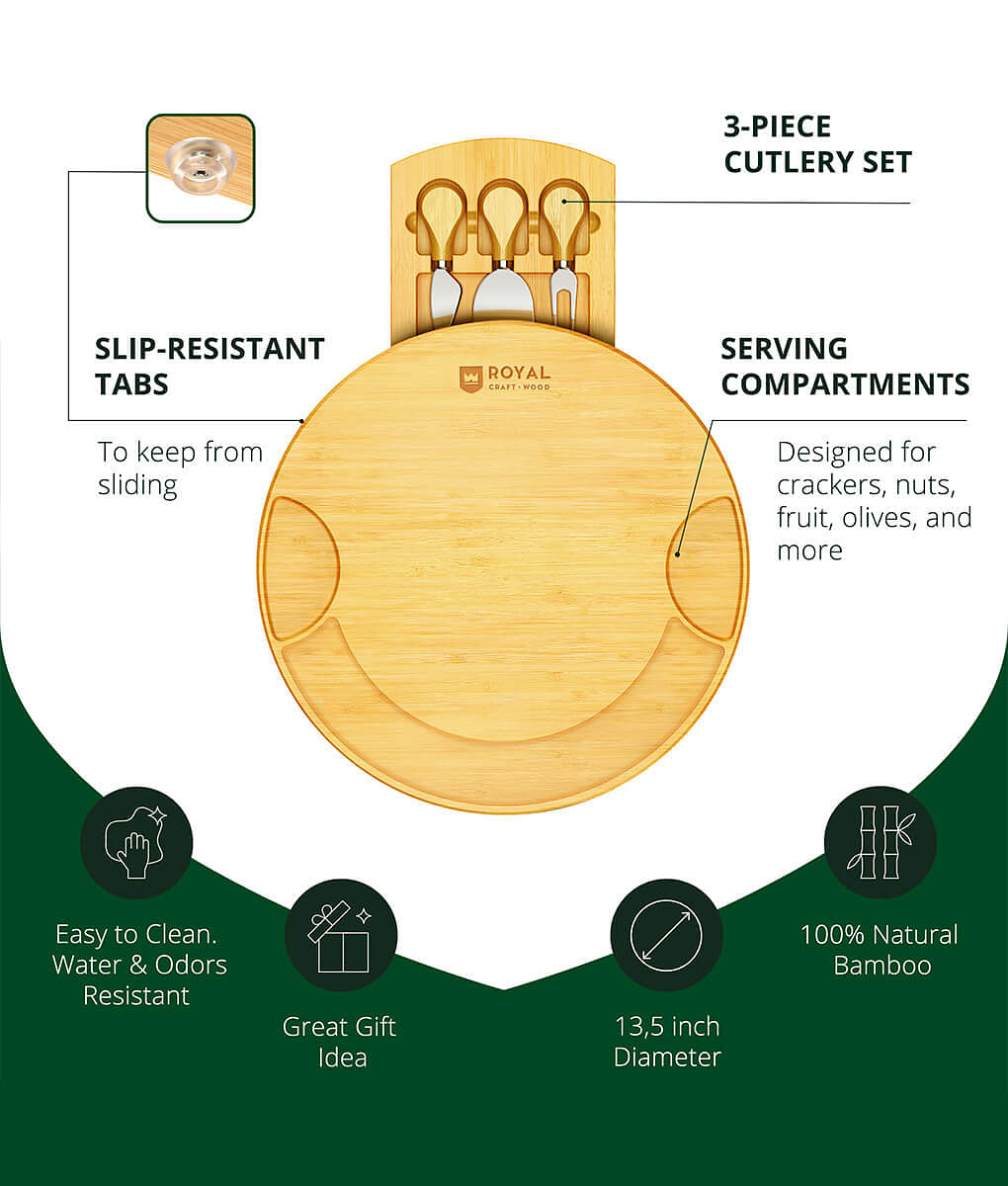 Royal Craft Wood Round Cheese Board