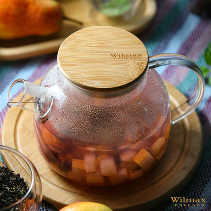 Wilmax Porcelain Thermo Glass Teapot 32 Fl Oz | High temperature and shock resistant