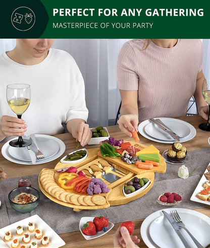 Royal Craft Wood Rotating Cheese Board With Knives