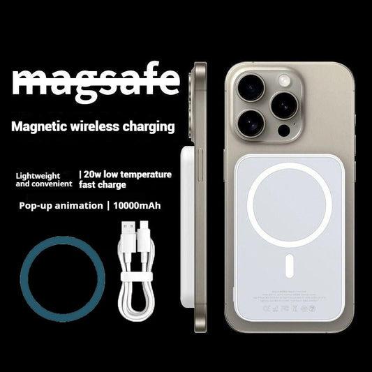 Magnetic Power Bank, Wireless Portable Charger Magsafe 15W Fast Charging, Only Compatible with Mobile Phone Battery Packs with Wireless Charging Function, Compact Electronic Accessories Rechargeable White/Pink/Black