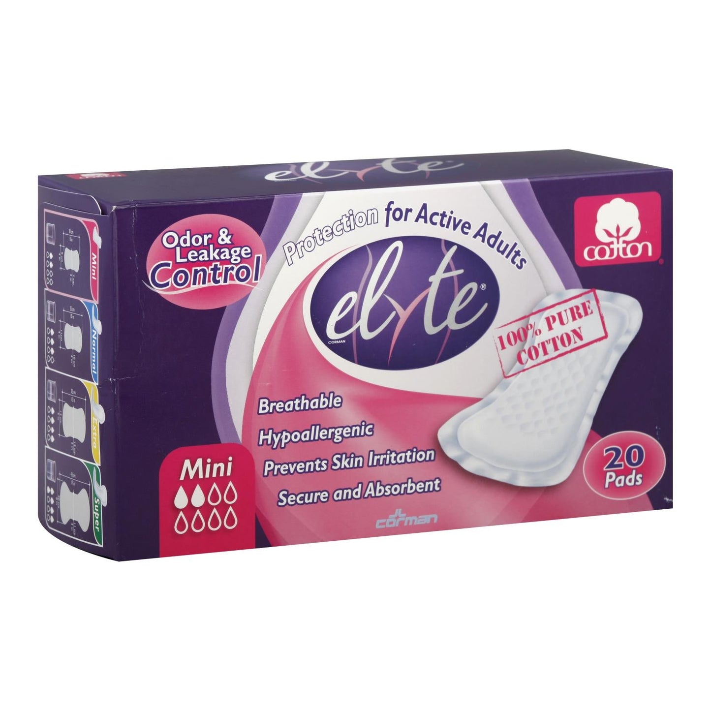Elyte Light Cotton Incontinence Pads - Mini - 20 Pack