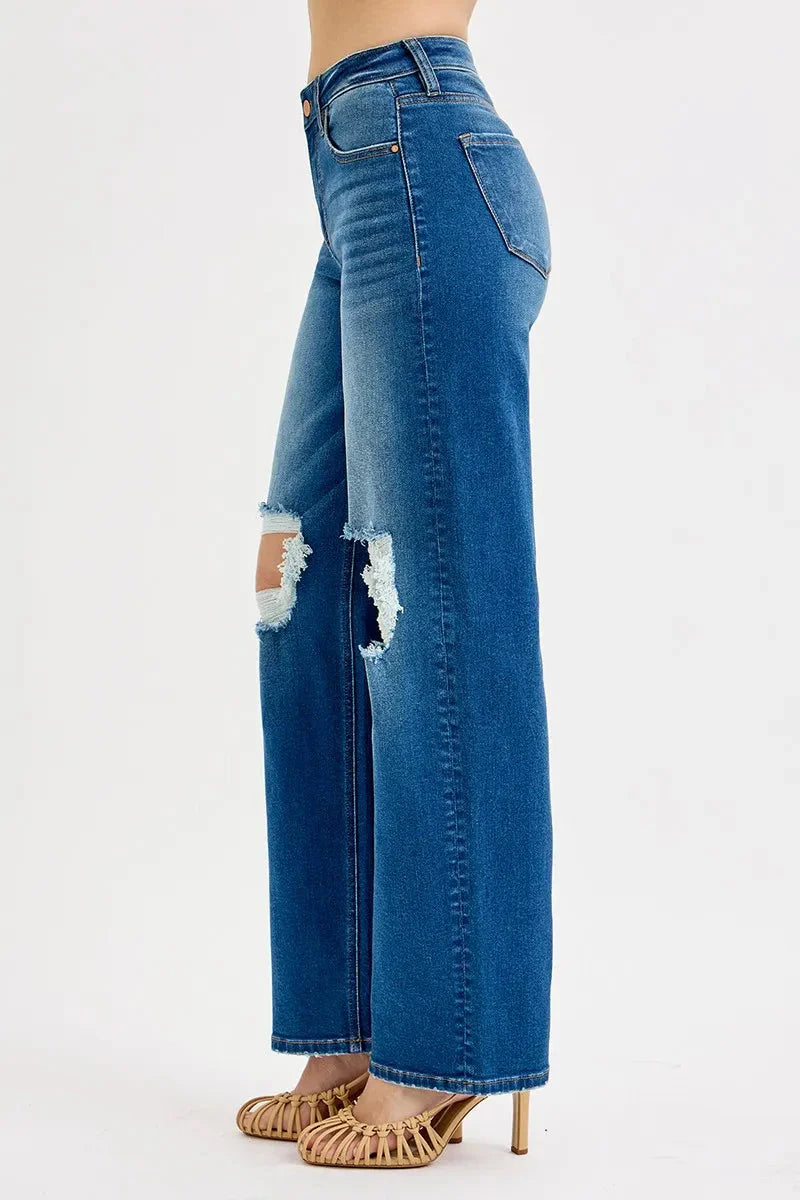 Mid-Rise Distressed Boyfriend RISEN Jeans – Full & Plus Sizes