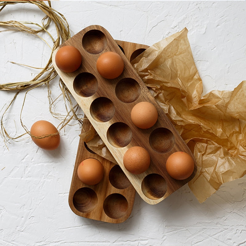 Blak Hom Japanese style Wooden Double Row Egg Storage