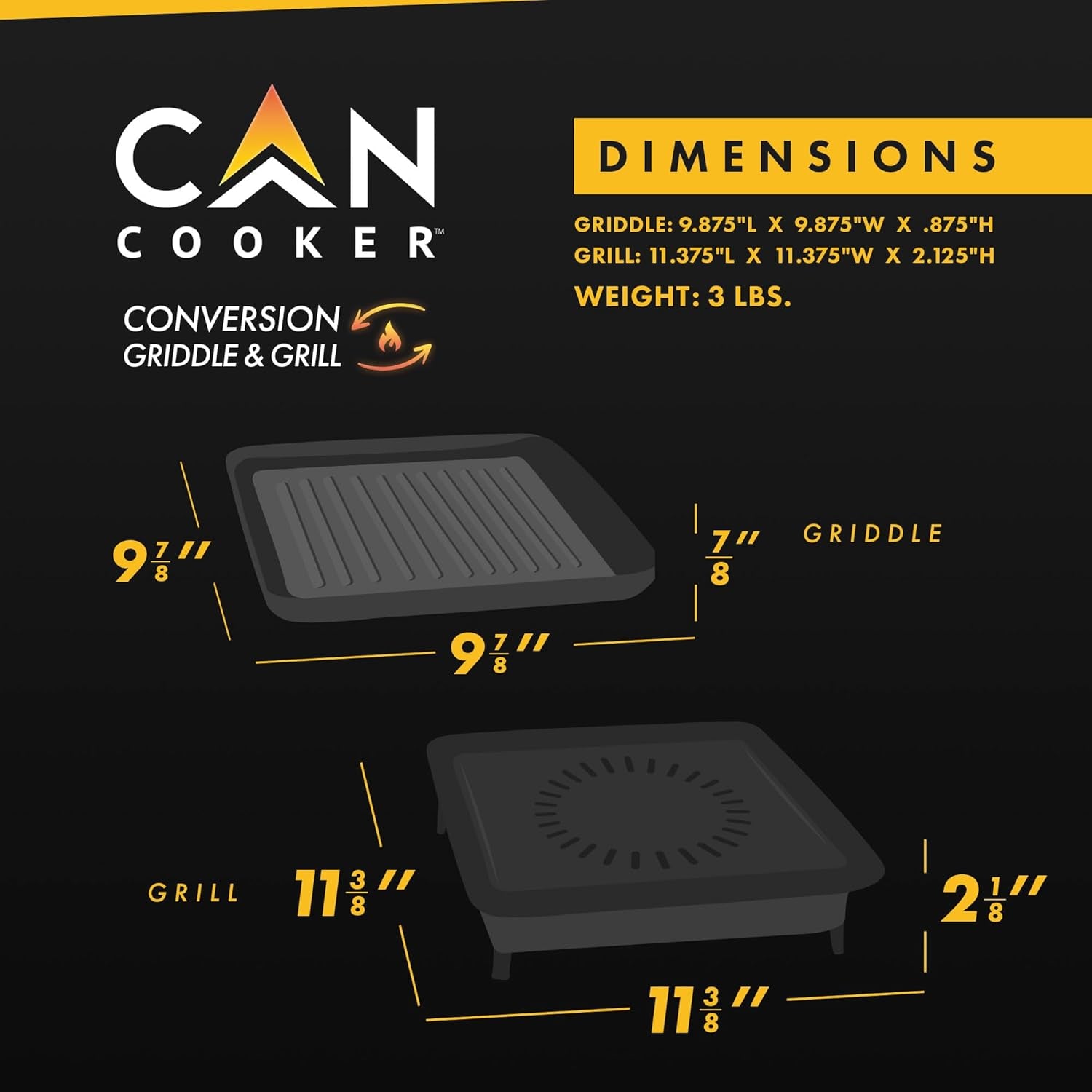 Portable Conversion Grill for Multi-Fuel and Portable Cooktops, Black, 12 X 12 X 3