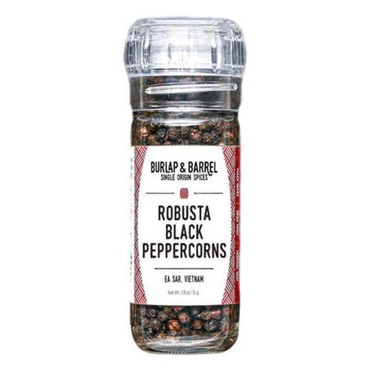 Burlap & Barrel - Robusta Black Peppercorns in Grinder (2.2OZ)