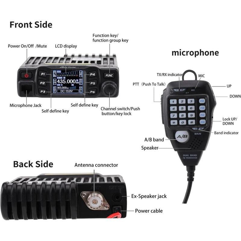 Transceiver Mobile Ham Radio Dual Band 25W VHF/UHF VOX Vehicle Car Radio Audio Walkie