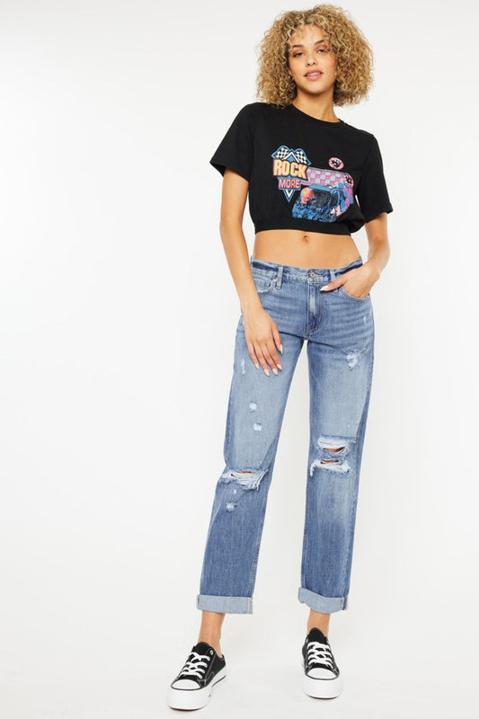 Kancan Mid Rise Distressed Straight Women Jeans