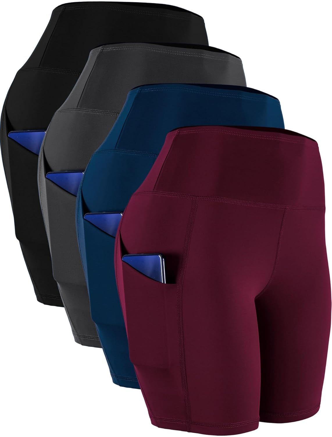 Women'S High Waist Spandex Yoga Shorts for Bike Running Two Side Pockets