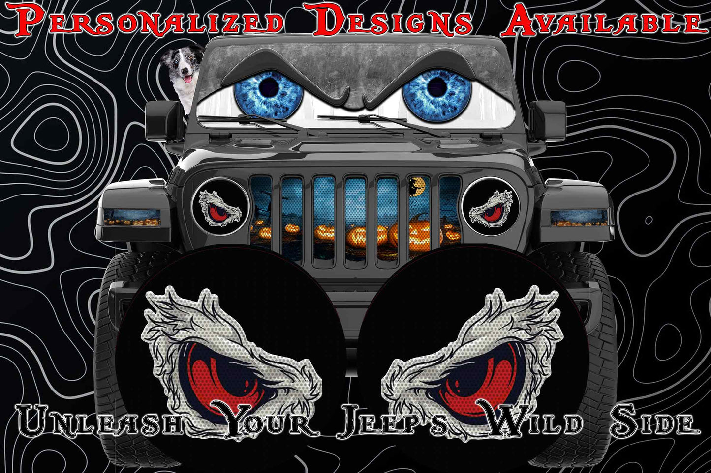 Red eye hawk headlight decal