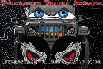 Red eye hawk headlight decal