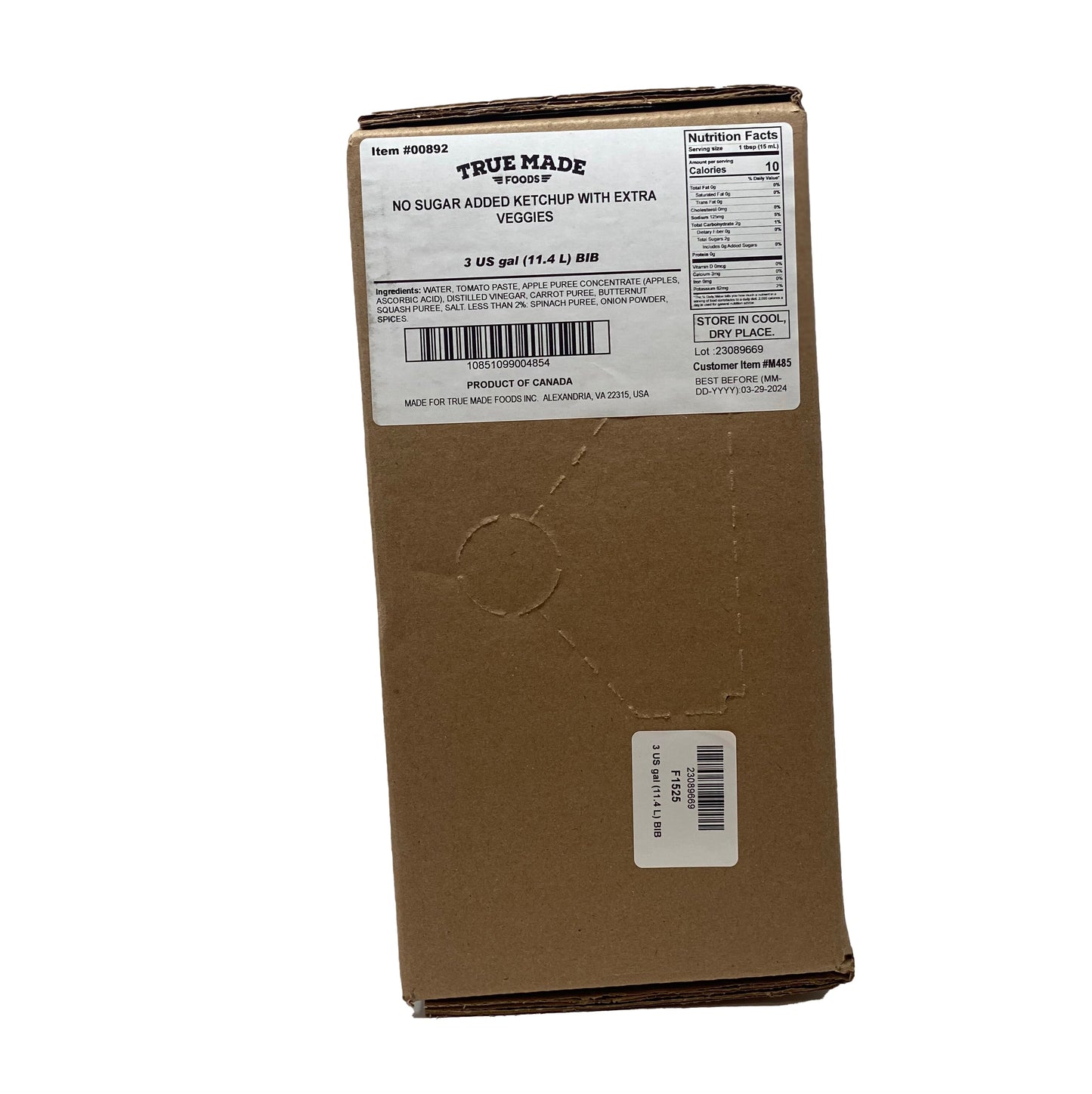 True Made Foods No Sugar Ketchup Bulk Bag-In-Box - 3 Gallons