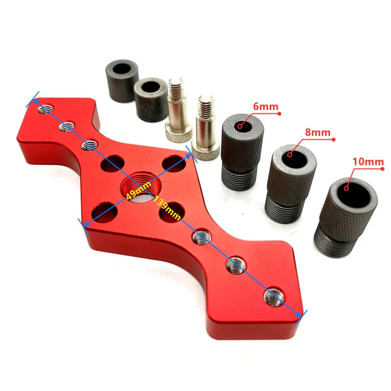 Woodworking 6/8/10Mm Vertical Pocket Hole Jig Self Centering Dowel Drill Guide Pin Fixture Sliding Drilling Punch Guide Set