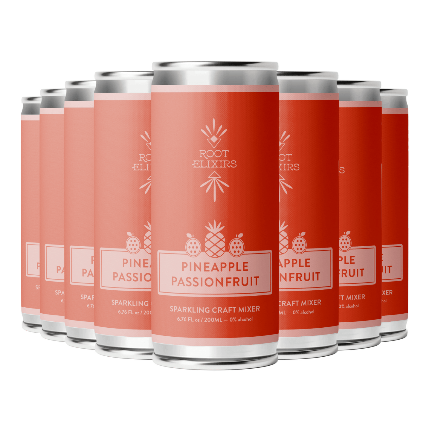 Root Elixirs Sparkling Pineapple Passionfruit Premium Cocktail Mixer- 8 Cans 7.5 oz