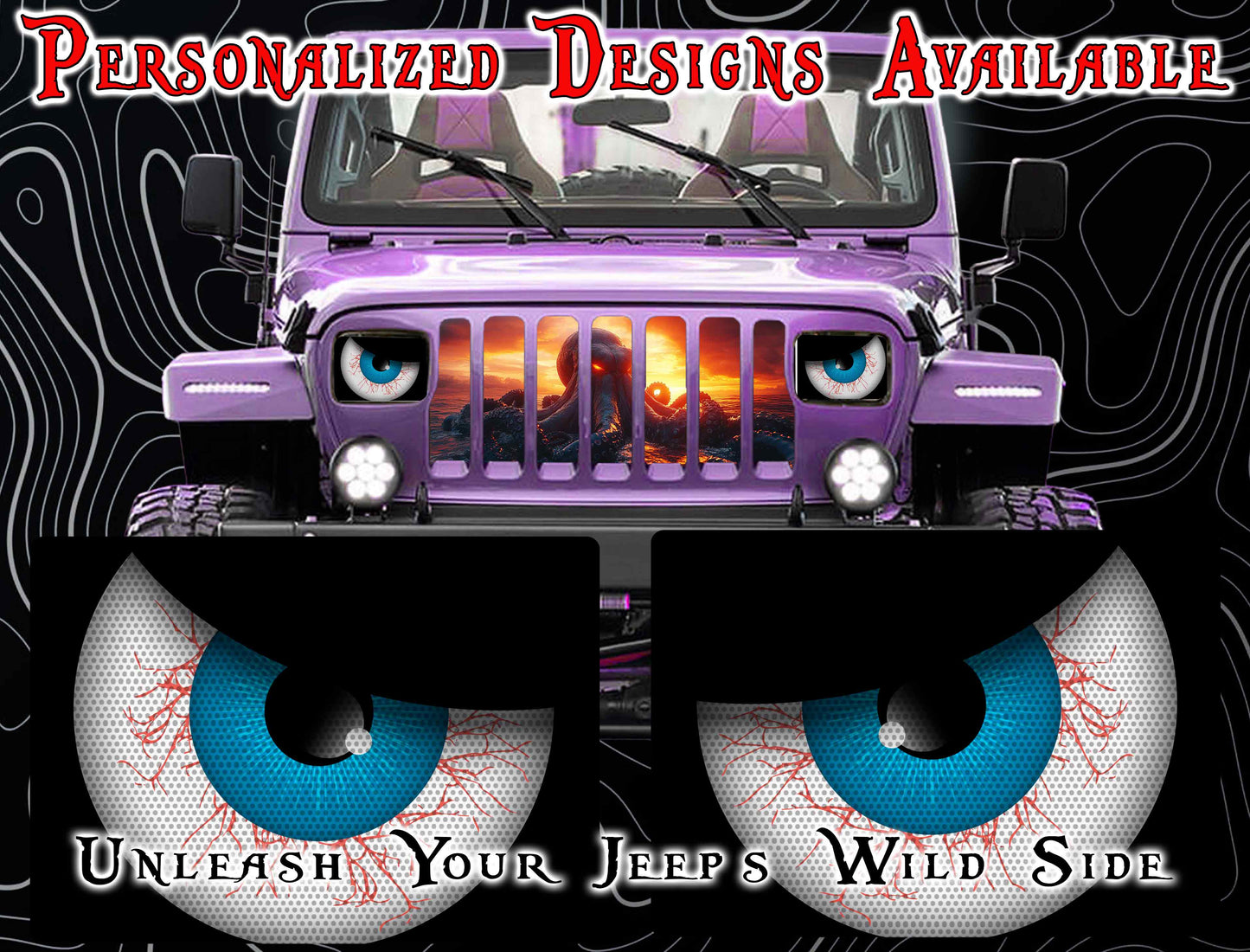 blood shot Eye decals for YJ or 5x7 headlights