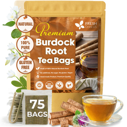 Burdock Root Tea Bags, 100% Natural & Pure from Burdock Root. Burdock Root Herbal Tea. Burdock Root Tea. No Sugar, No Caffeine, No Gluten, Vegan.